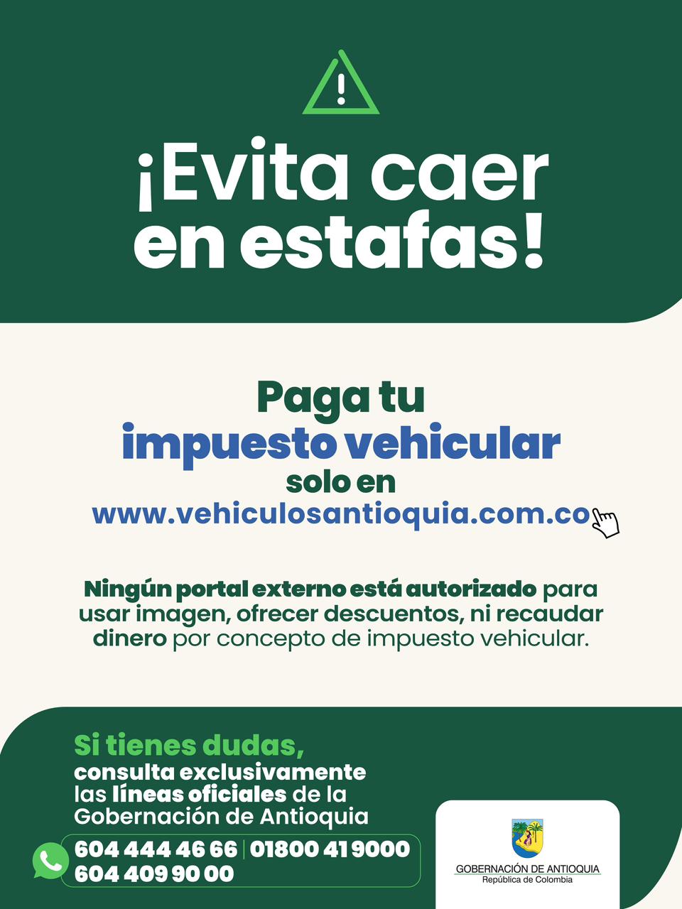 Paga el impuesto vehicular de forma segura en www.vehiculosantioquia.com.co